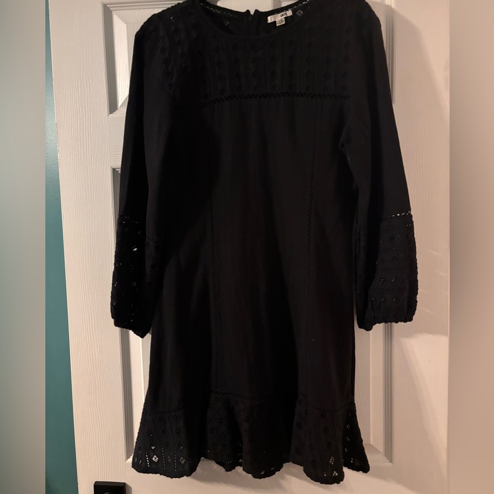 Long sleeve knee length cotton dress